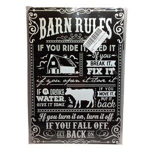 Nostalgic Barn Rules Media Golden Era Pin Up Art Tin 12"x 8" Sign Art New